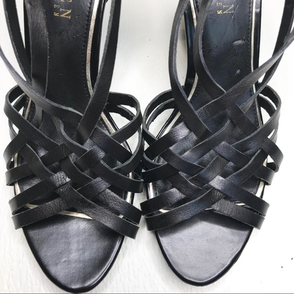 Lauren Ralph Lauren Black Strappy Leather Heels - Picture 4 of 8